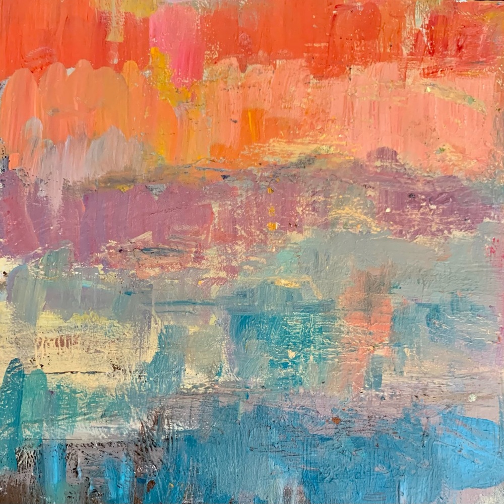 6x6in Original oil study abstract colors